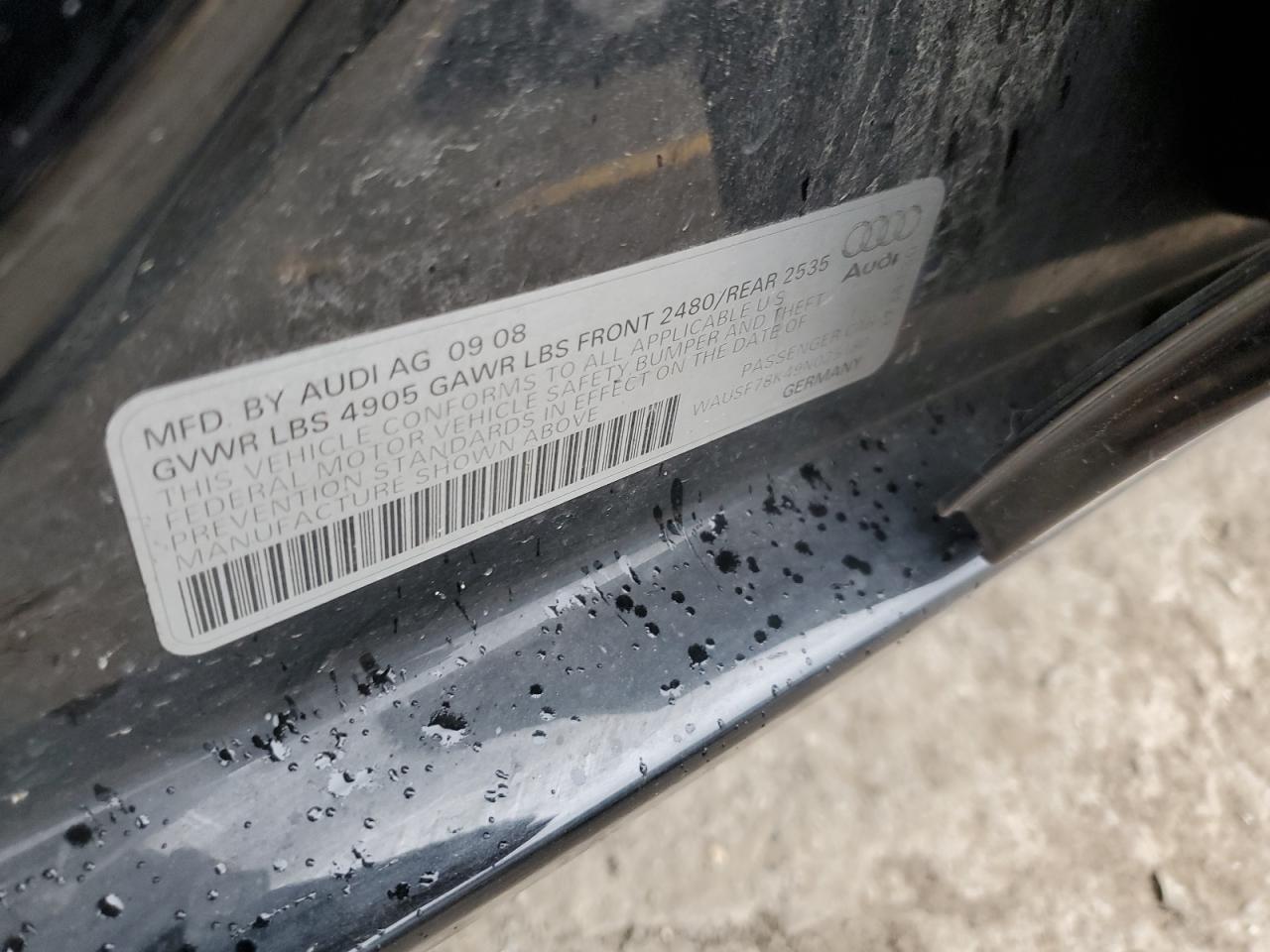 WAUSF78K49N025180 2009 Audi A4 Premium Plus