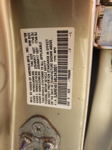 2008 Honda Cr-V Exl VIN: 5J6RE48798L043001 Lot: 57225364