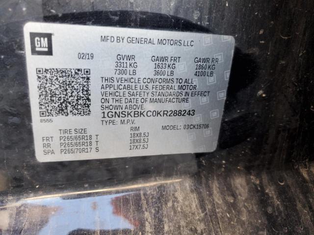 2019 Chevrolet Tahoe K1500 Lt VIN: 1GNSKBKC0KR288243 Lot: 58405544