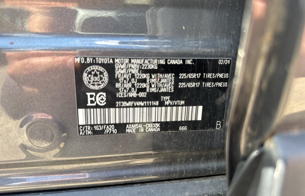2T3BWRFV4MW111148 2021 Toyota Rav4 Le