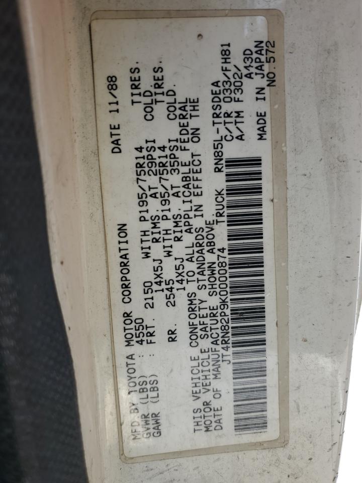 JT4RN82P9K0000874 1989 Toyota Pickup 1/2 Ton Long Wheelbase Dlx