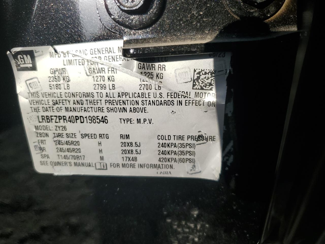 LRBFZPR40PD198546 2023 Buick Envision Essence