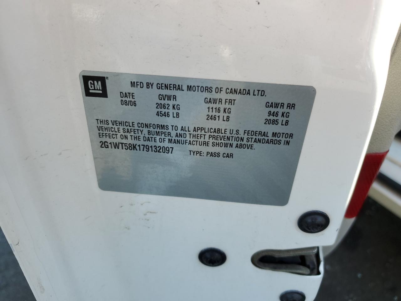 2G1WT58K179132097 2007 Chevrolet Impala Lt