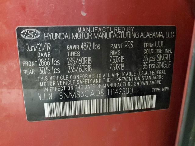 2020 Hyundai Santa Fe Sel VIN: 5NMS3CAD5LH142500 Lot: 57626844