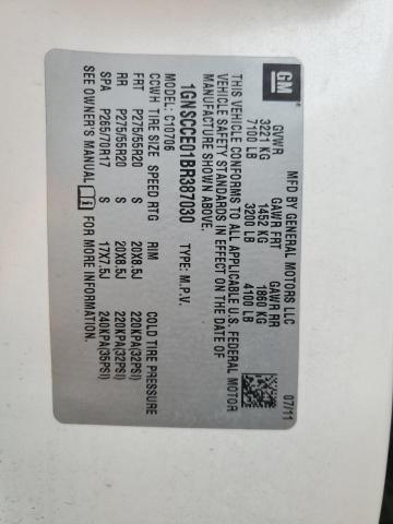 2011 Chevrolet Tahoe C1500 Ltz VIN: 1GNSCCE01BR387030 Lot: 59655824