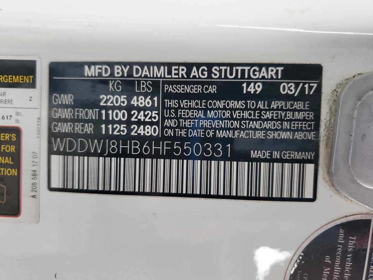 WDDWJ8HB6HF550331 2017 Mercedes-Benz C 63 Amg-S