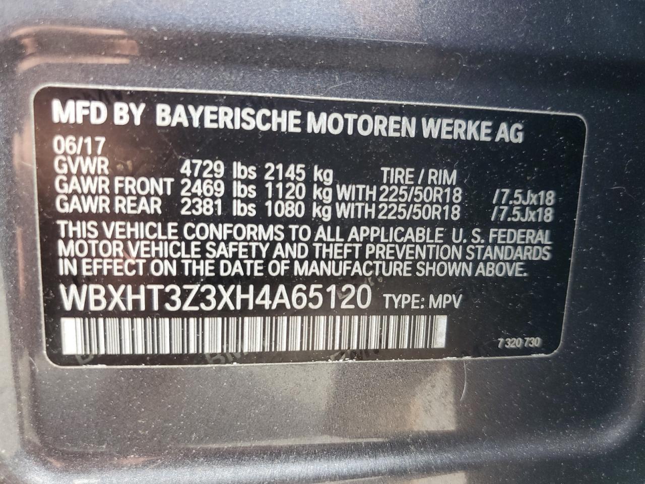 WBXHT3Z3XH4A65120 2017 BMW X1 xDrive28I