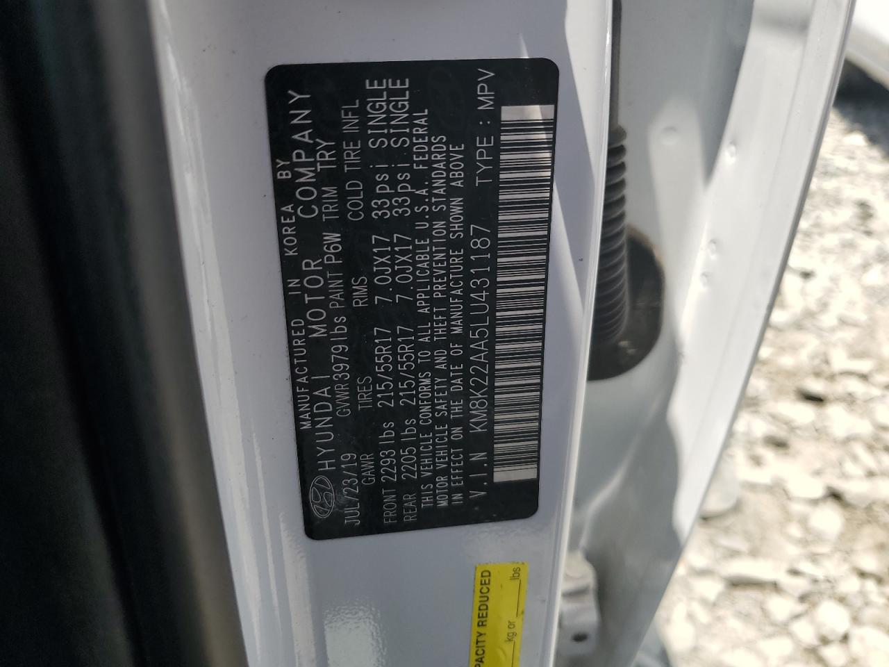 KM8K22AA5LU431187 2020 Hyundai Kona Sel