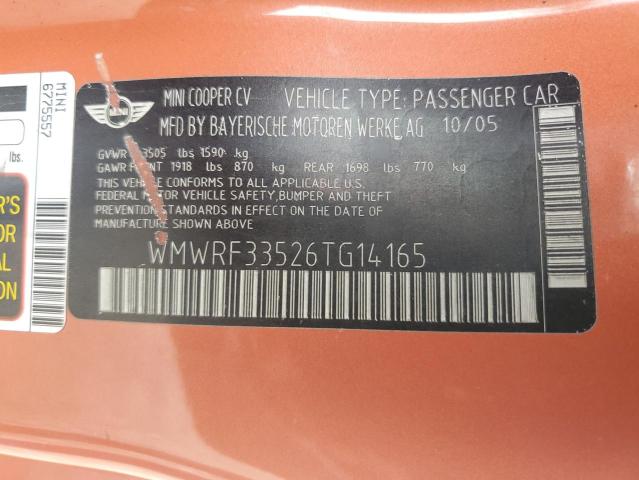 2006 Mini Cooper VIN: WMWRF33526TG14165 Lot: 60480644