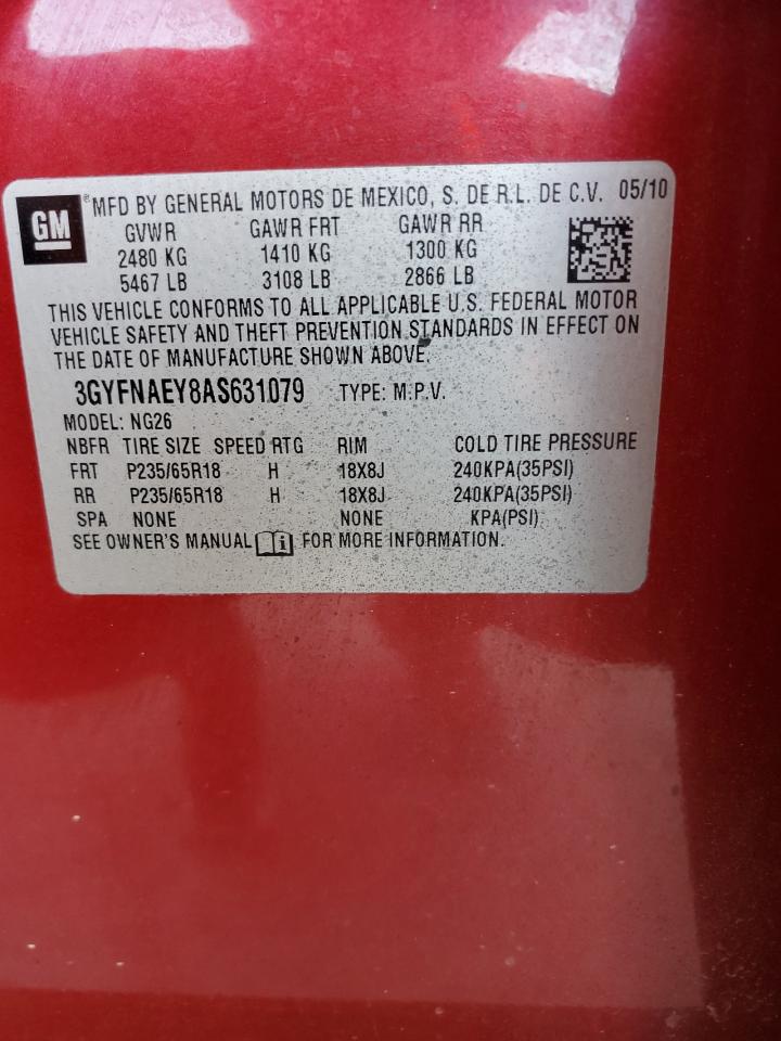 3GYFNAEY8AS631079 2010 Cadillac Srx Luxury Collection