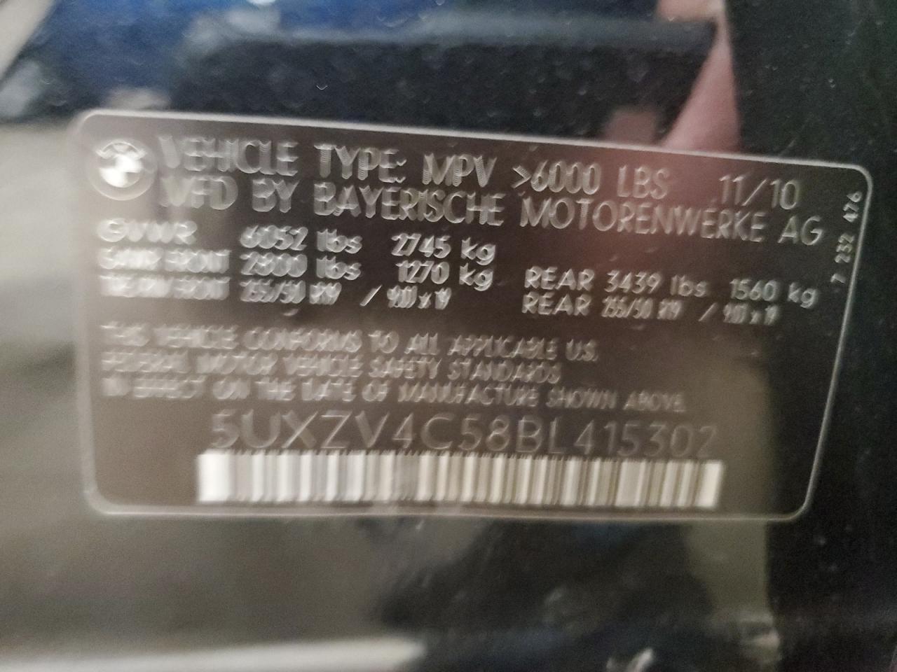 5UXZV4C58BL415302 2011 BMW X5 xDrive35I