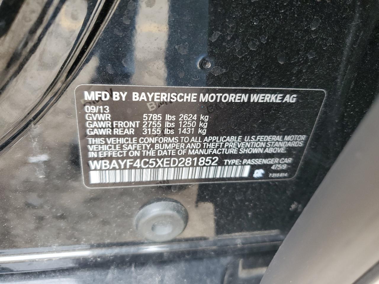 WBAYF4C5XED281852 2014 BMW 740 Lxi