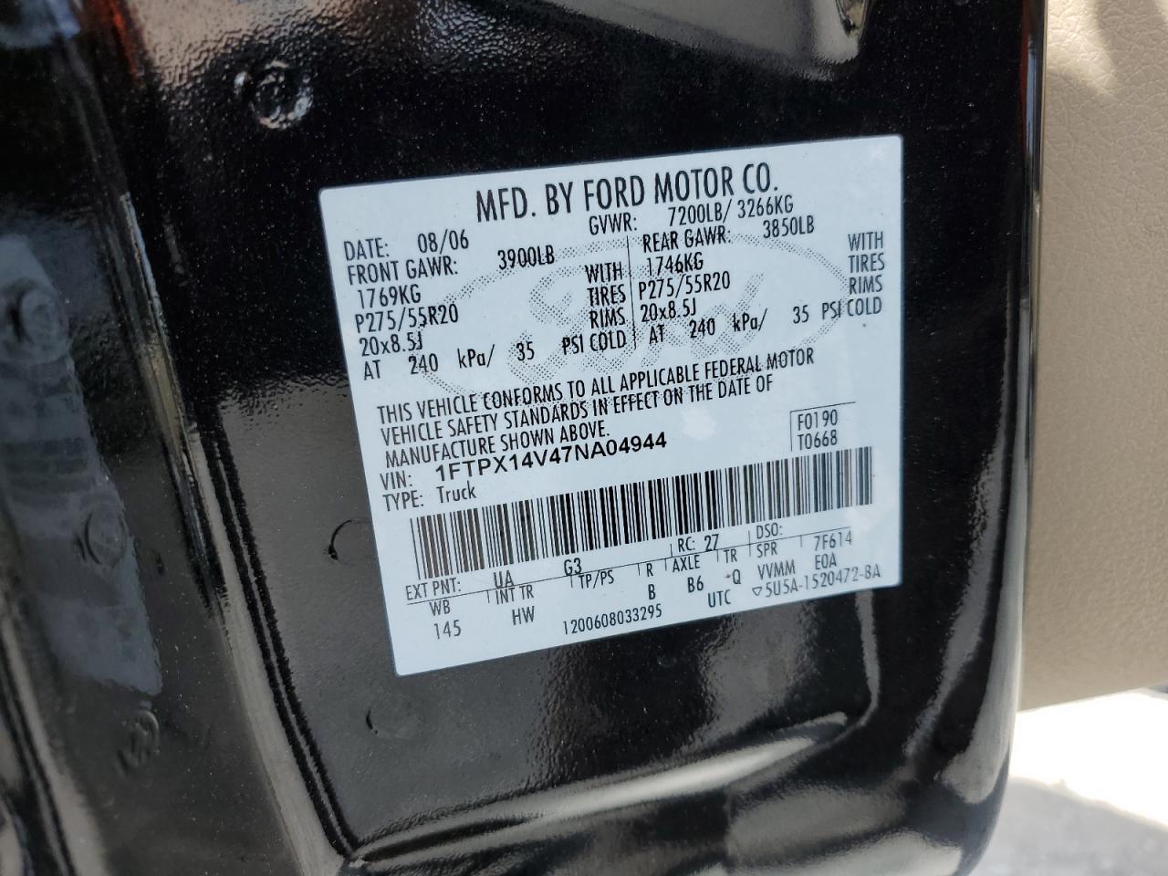 1FTPX14V47NA04944 2007 Ford F150