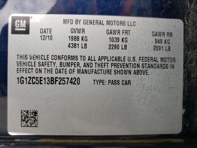 2011 Chevrolet Malibu 1Lt VIN: 1G1ZC5E13BF257420 Lot: 60595954