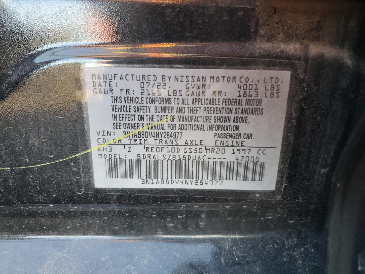 3N1AB8DV4NY284977 2022 Nissan Sentra Sr