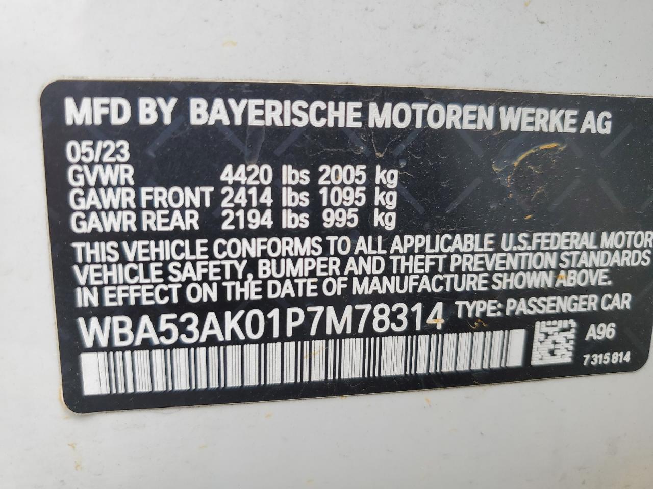 WBA53AK01P7M78314 2023 BMW 228I