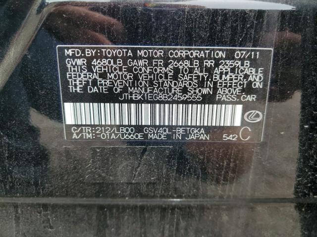 2011 Lexus Es 350 VIN: JTHBK1EG8B2459555 Lot: 57939594