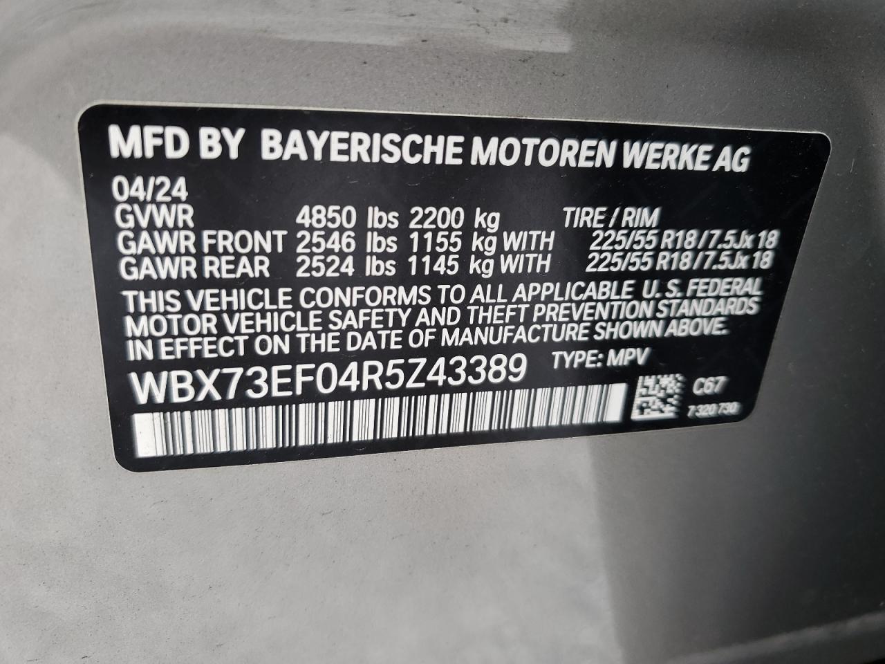 WBX73EF04R5Z43389 2024 BMW X1 xDrive28I