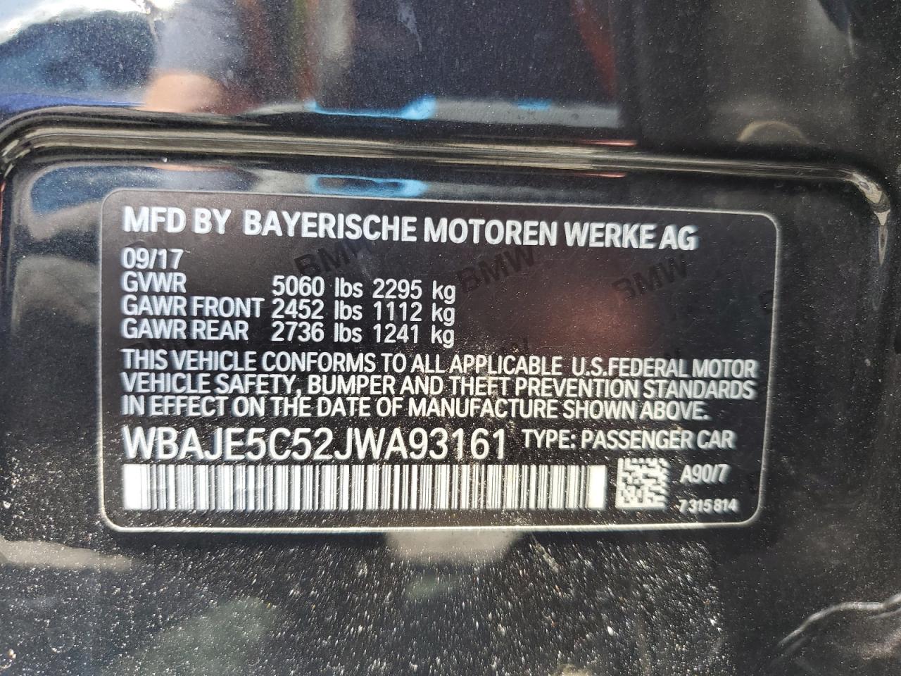 WBAJE5C52JWA93161 2018 BMW 540 I