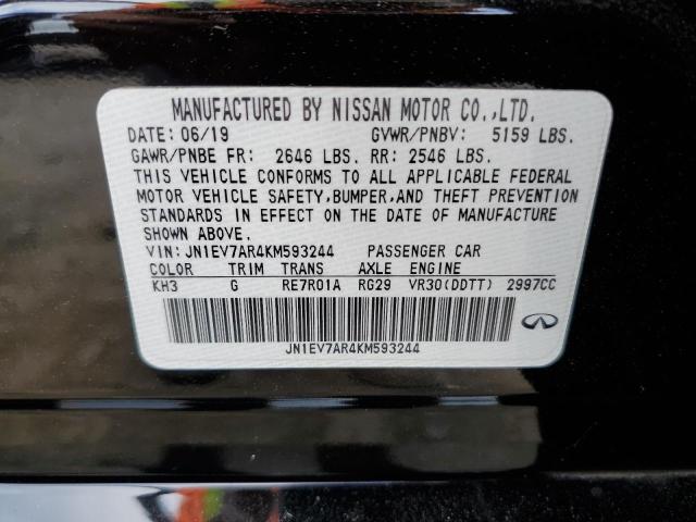 2019 Infiniti Q50 Luxe VIN: JN1EV7AR4KM593244 Lot: 58231294