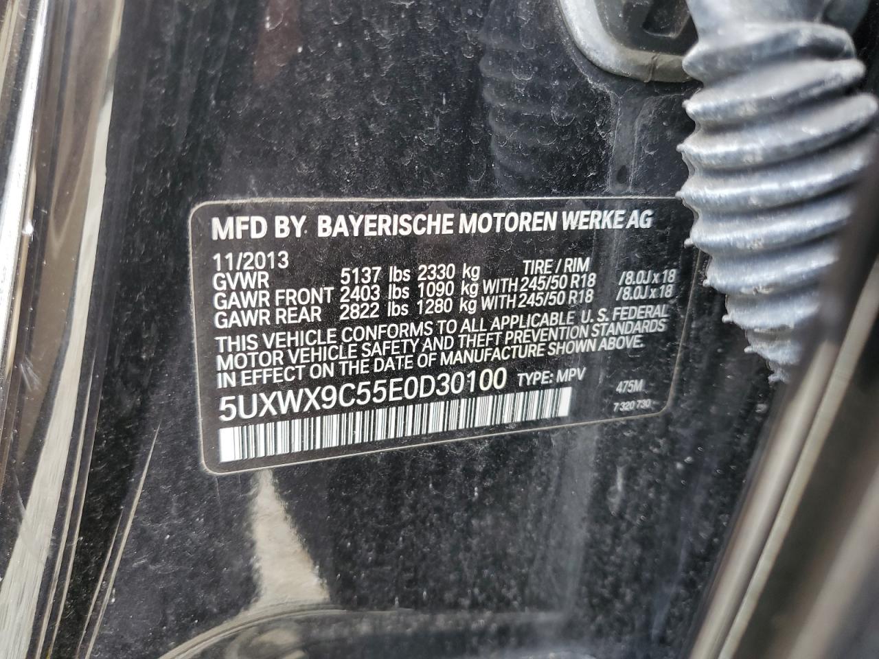 5UXWX9C55E0D30100 2014 BMW X3 xDrive28I