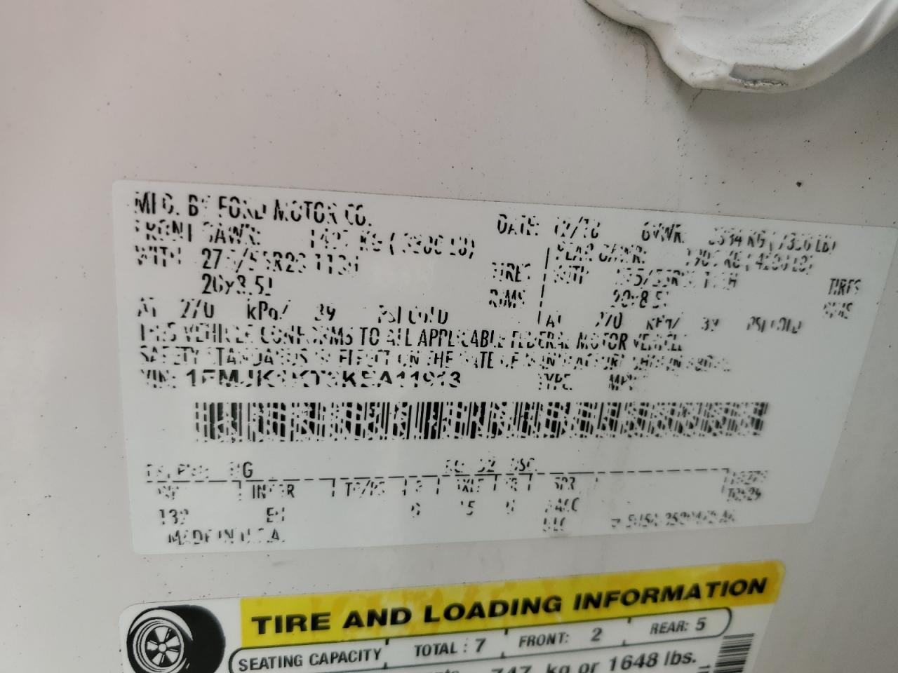 1FMJK1KT3KEA11913 2019 Ford Expedition Max Limited