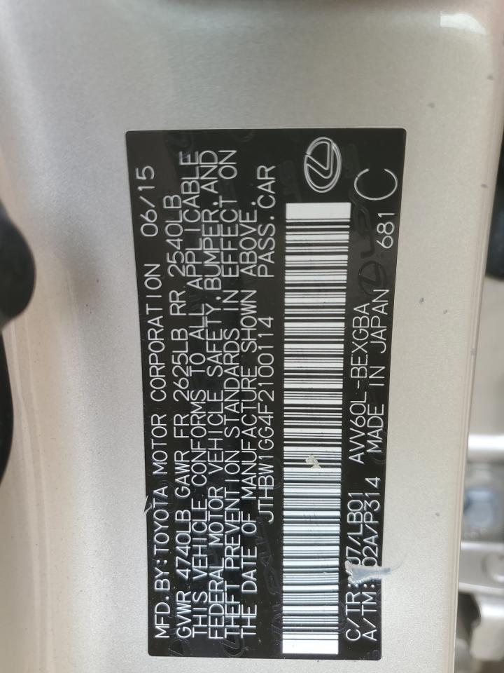 JTHBW1GG4F2100114 2015 Lexus Es 300H