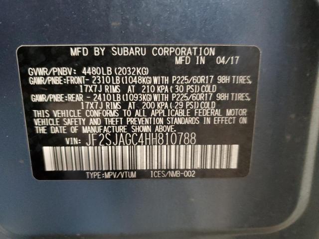 2017 Subaru Forester 2.5I Premium VIN: JF2SJAGC4HH810788 Lot: 59308804