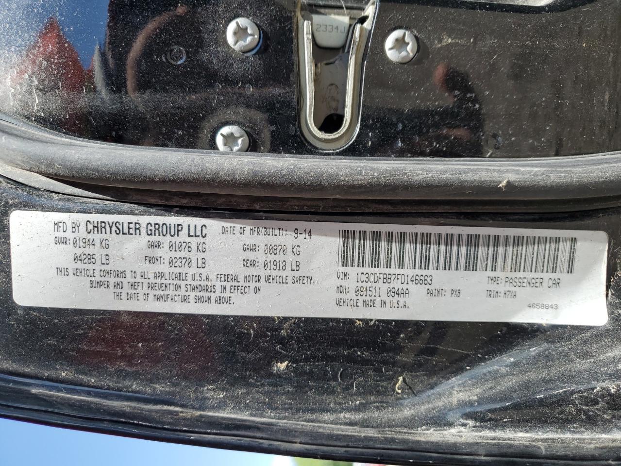 1C3CDFBB7FD146663 2015 Dodge Dart Sxt