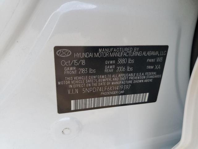 2019 Hyundai Elantra Se VIN: 5NPD74LF6KH419397 Lot: 59455704