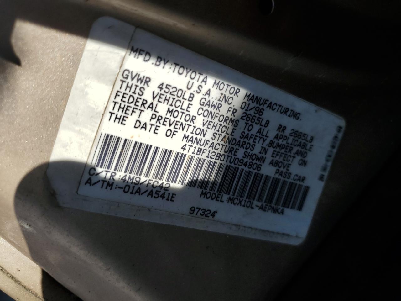 4T1BF12B0TU094806 1996 Toyota Avalon Xl