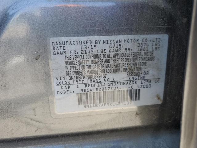 2019 Nissan Sentra S VIN: 3N1AB7AP9KL629137 Lot: 60308614