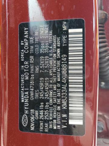 2019 Hyundai Tucson Limited VIN: KM8J33AL4KU888149 Lot: 57831754