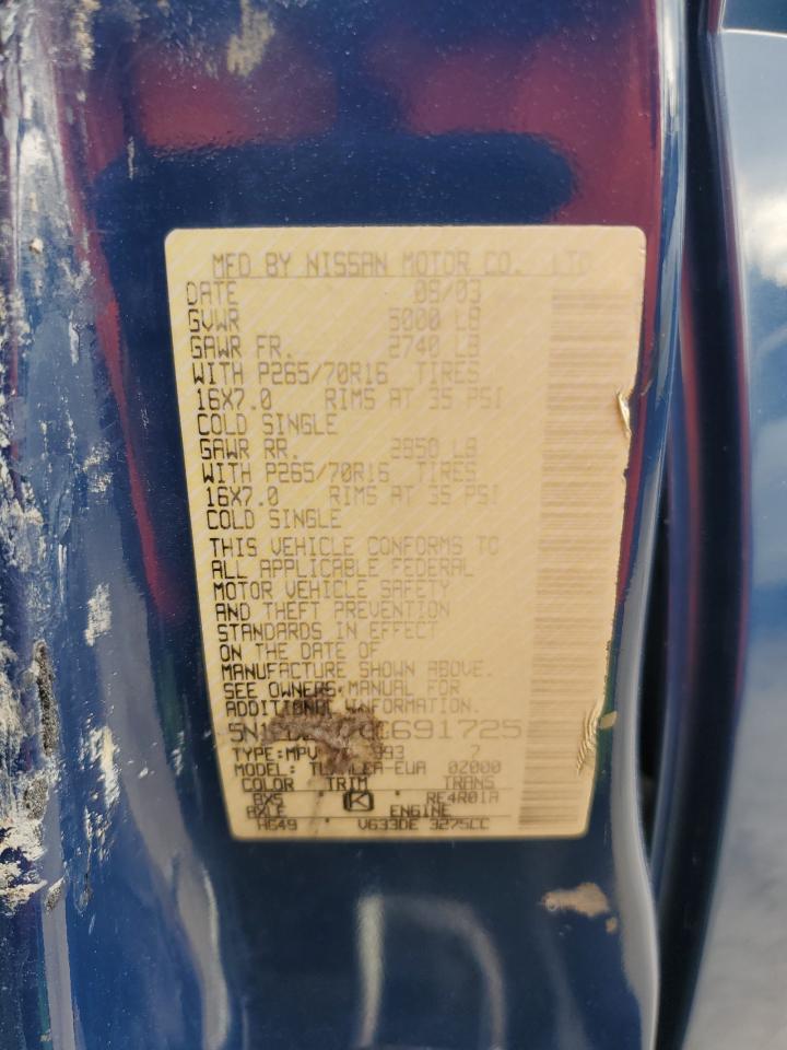 5N1ED28T73C691725 2003 Nissan Xterra Xe