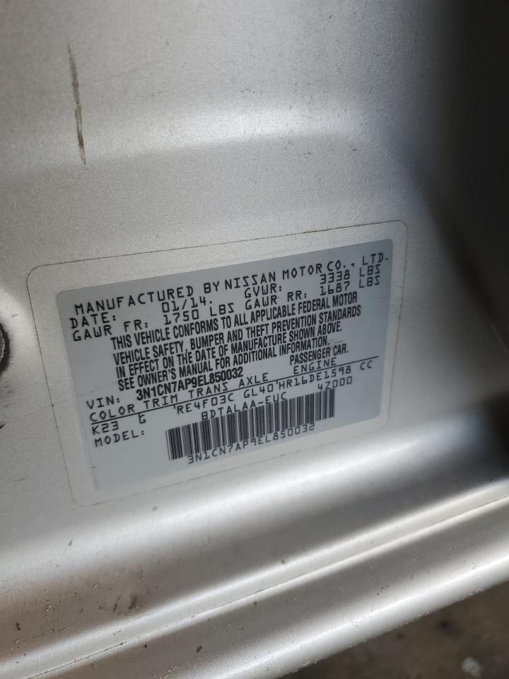 3N1CN7AP9EL850032 2014 Nissan Versa S