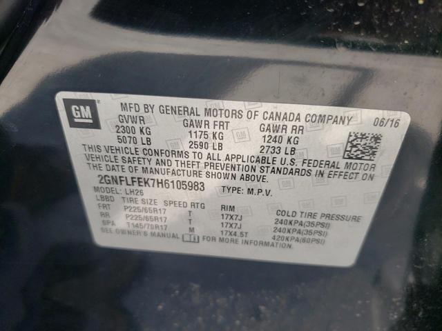 2017 CHEVROLET EQUINOX LT 2GNFLFEK7H6105983