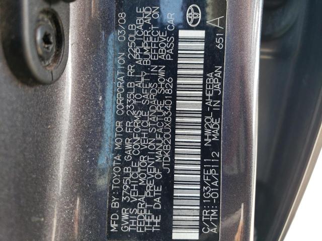 2008 Toyota Prius VIN: JTDKB20UX83401826 Lot: 58396114