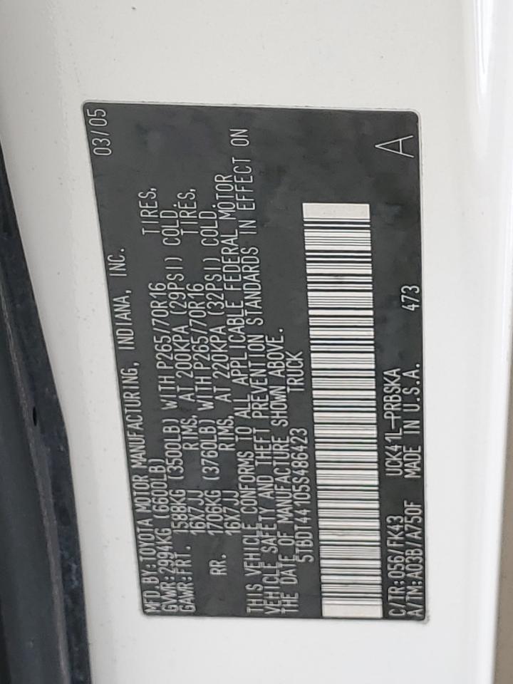 5TBDT44105S486423 2005 Toyota Tundra Double Cab Sr5