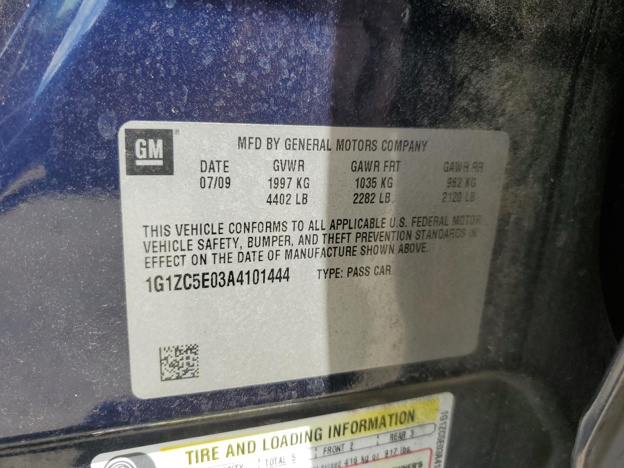 1G1ZC5E03A4101444 2010 Chevrolet Malibu 1Lt