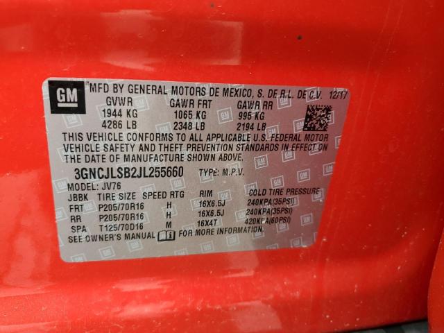 2018 Chevrolet Trax 1Lt VIN: 3GNCJLSB2JL255660 Lot: 56737984