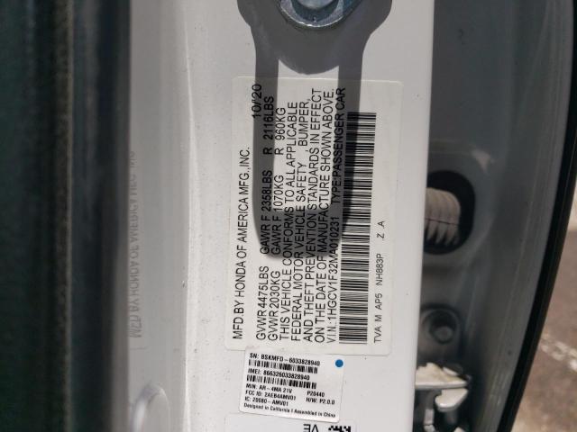 2021 Honda Accord Sport VIN: 1HGCV1F32MA010231 Lot: 60425204