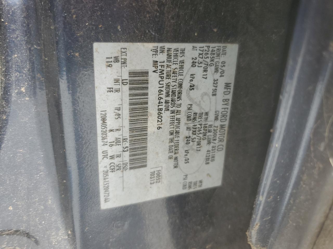 1FMPU16L64LB60216 2004 Ford Expedition Xlt