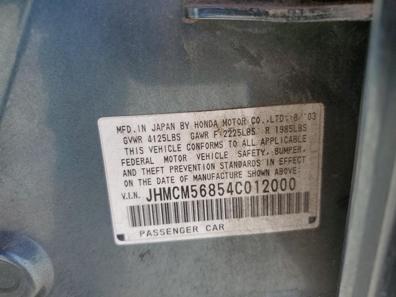 JHMCM56854C012000 2004 Honda Accord Ex