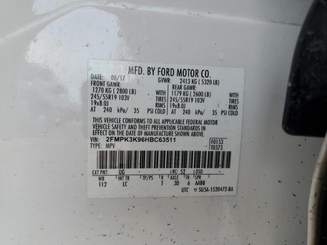 2017 Ford Edge Titanium VIN: 2FMPK3K96HBC63511 Lot: 57357254