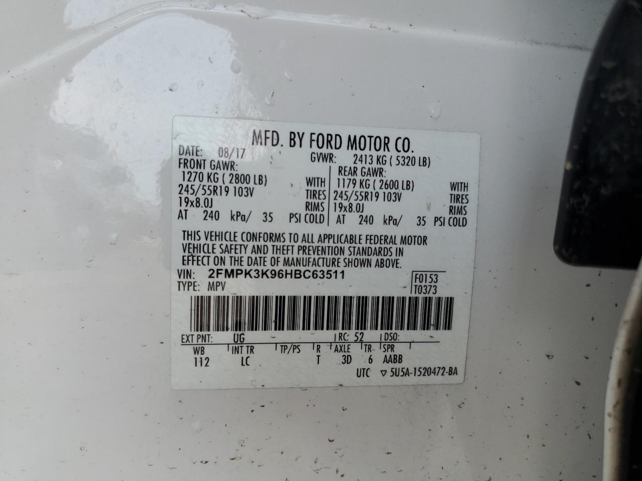 2FMPK3K96HBC63511 2017 Ford Edge Titanium