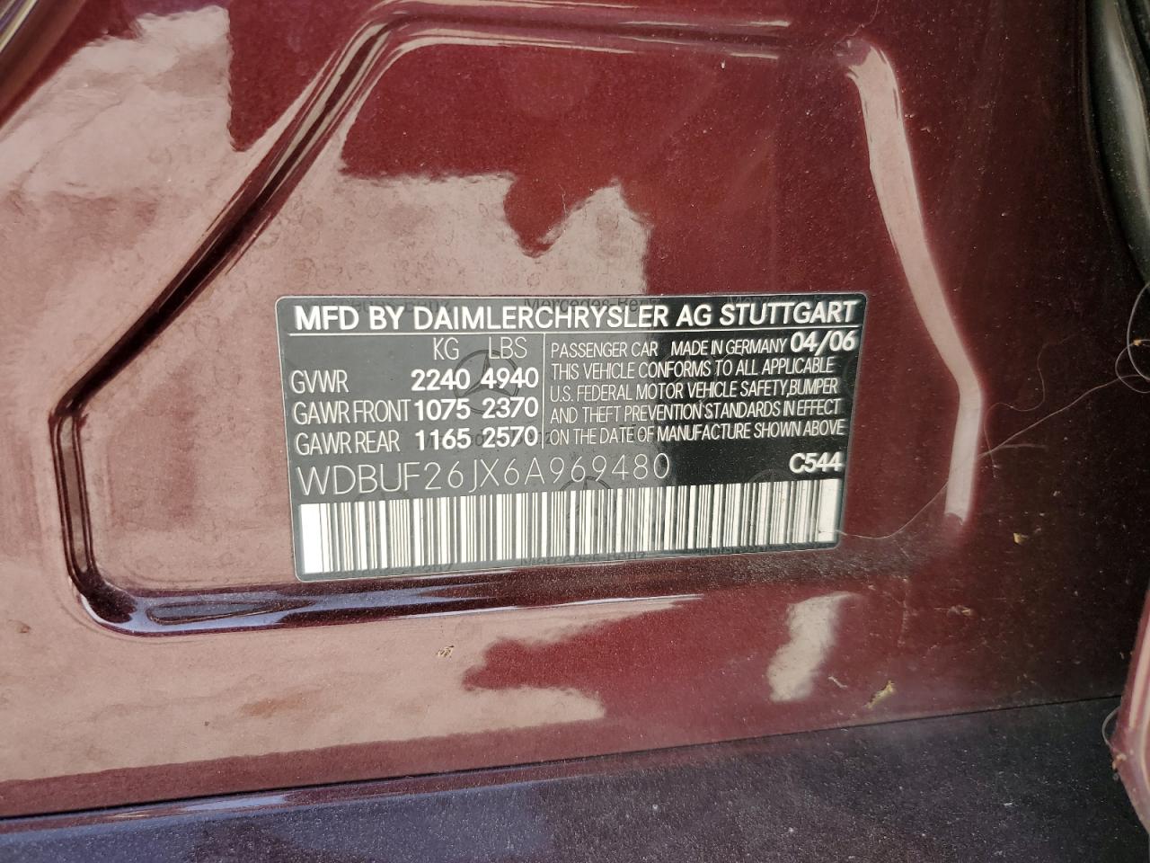 WDBUF26JX6A969480 2006 Mercedes-Benz E 320 Cdi