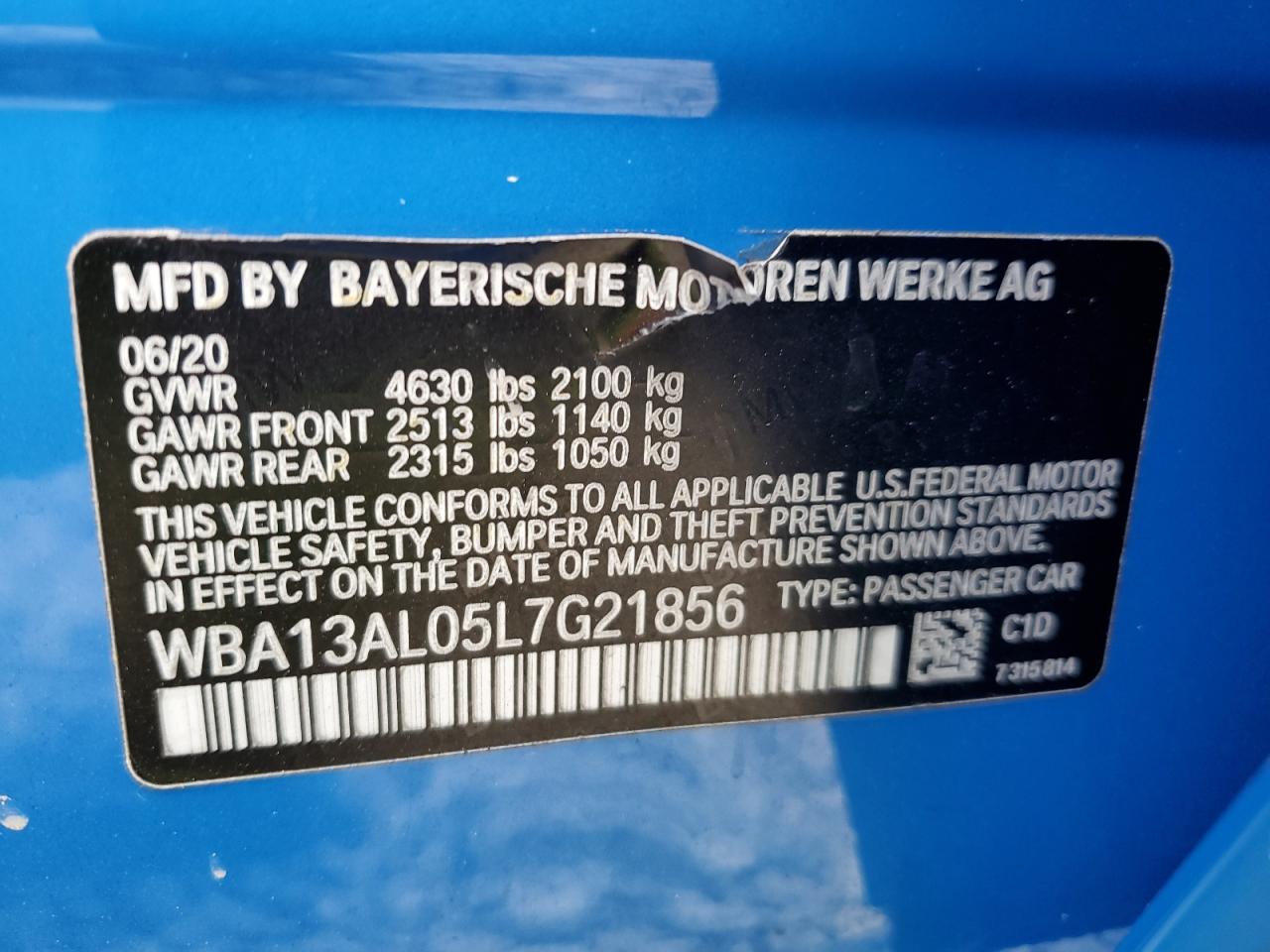 2020 BMW M235Xi vin: WBA13AL05L7G21856