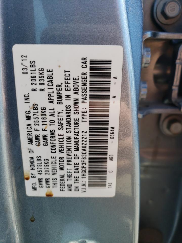 1HGCP3F83CA022212 2012 Honda Accord Exl