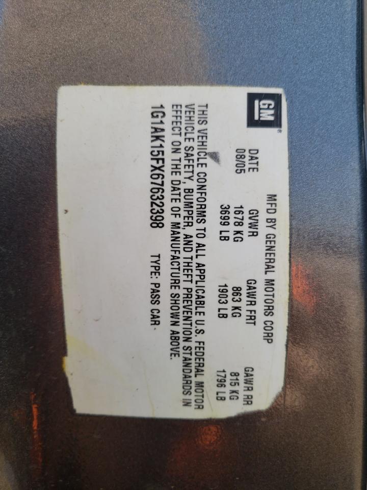 1G1AK15FX67632398 2006 Chevrolet Cobalt Ls