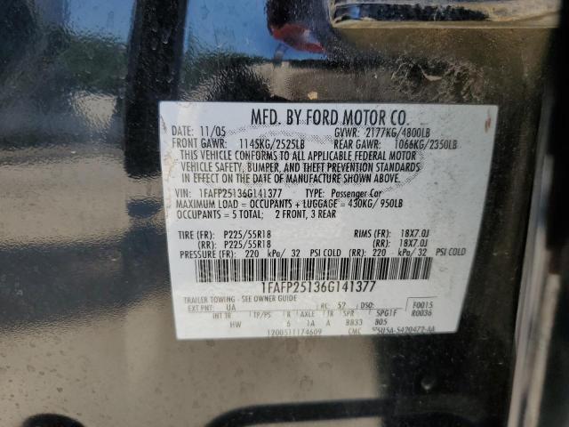 2006 Ford Five Hundred Limited VIN: 1FAFP25136G141377 Lot: 57917094